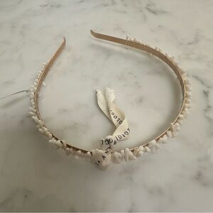 NWT Anthropologie Gold and Cream Beaded Coral/Shell Headband. OS